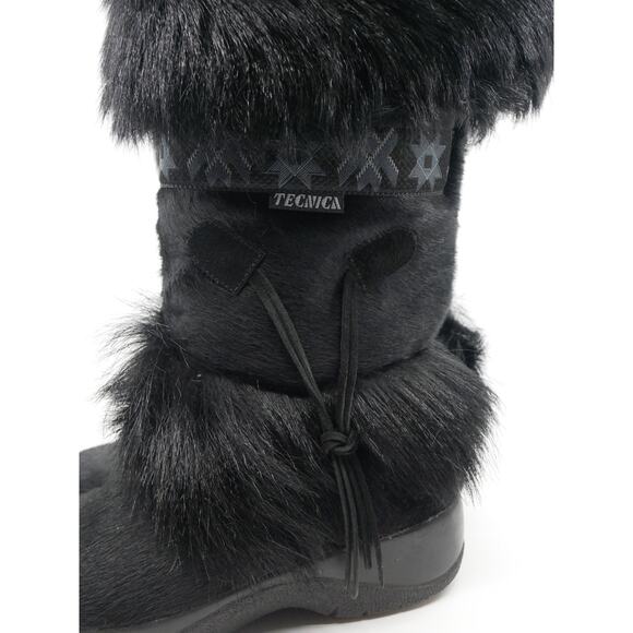 VTG Technica Aztec Print Black Fur Boots Size 6 Made in Italy - Picture 7 of 16